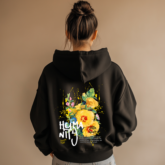 Oversized Unisex black hoodie - Humanity