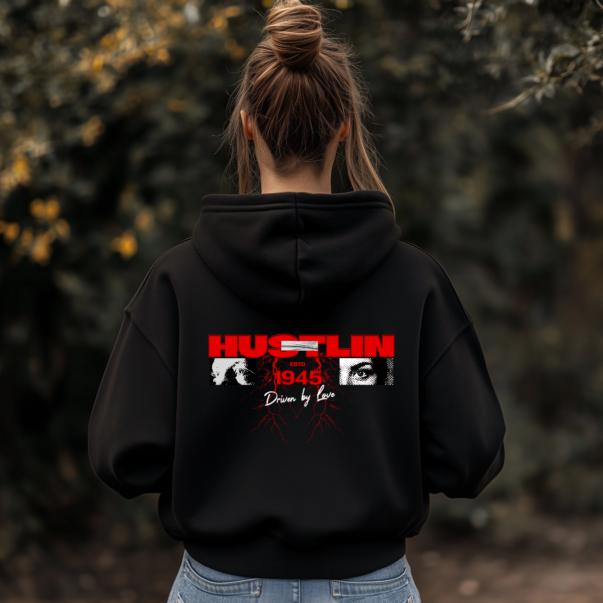 Oversized Unisex black hoodie - HUSLIN